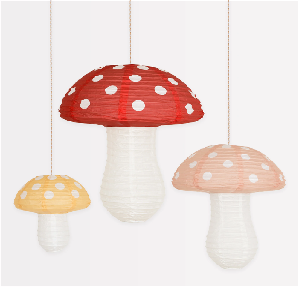 Meri Meri - Mushroom Lanterns - Mantar Fenerler (3'Lü)