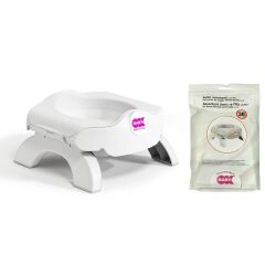 OKBaby Bebek Banyo Seti Roady Eğitici Oturak & Klozet Adaptörü K. Beyaz & Roady Disposable Bez Seti 30'lu