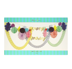 Meri Meri - Happy Birthday Honeycomb Garland - Happy Birthday Petekli Asılan Süs