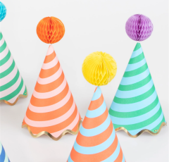Meri Meri - Stripe Party Hats - Çizgili Parti Şapkaları (8'Li)