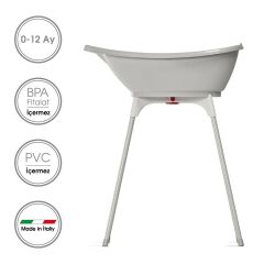 OKBaby Bebek Banyo Seti Bella Dijital Termometreli Çift Yönlü Küveti & Küvet Taşıyıcı A. Gri