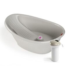 OKBaby Bebek Banyo Seti Bella Bebek Banyo Seti Dijital Termometreli Çift Yönlü Bebek Küveti & Splash Bebek Duşu A. Gri