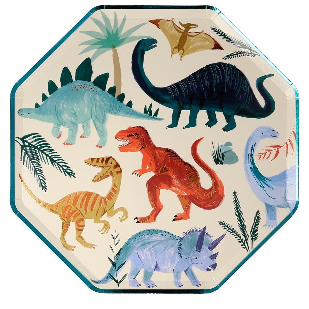 Meri Meri - Dinosaur Plates - Dinozor Tabak - 8'Li
