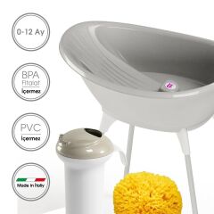OKBaby Bella Bebek Banyo Seti 4 Parça Açık Gri
