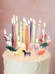 Meri Meri - Multi Neon Twisted Candles - Neon Mumlar