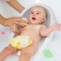 OKBaby Bebek Banyo Seti Jelly Küvet Adaptörü & Splash Bebek Duşu A. Gri