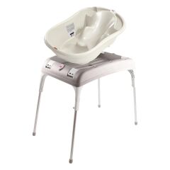 OKBaby Bebek Banyo Seti Onda Dijital Termometreli Çift Yönlü Bebek Küveti K. Beyaz & Bebek Küvet Taşıyıcı