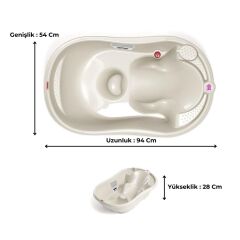 OKBaby Bebek Banyo Seti Onda Dijital Termometreli Çift Yönlü Bebek Küveti K. Beyaz & Bebek Küvet Taşıyıcı