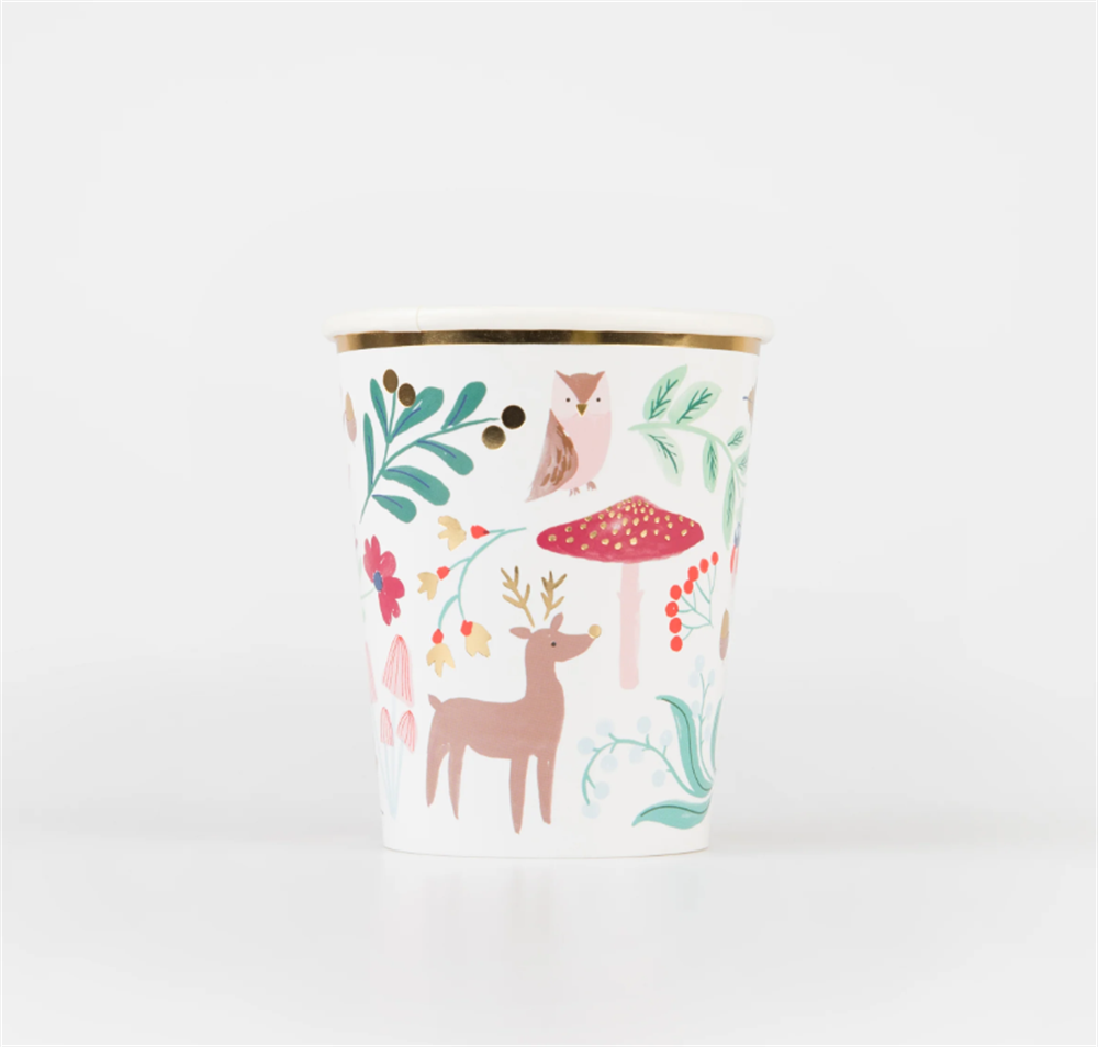 Meri Meri - Winter Woodland Cups - Orman Bardak (8'Li)