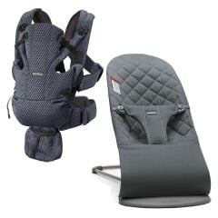 BabyBjörn 2'li Set Bliss Ana kucağı Woven & Kanguru Move Mesh Anthracite