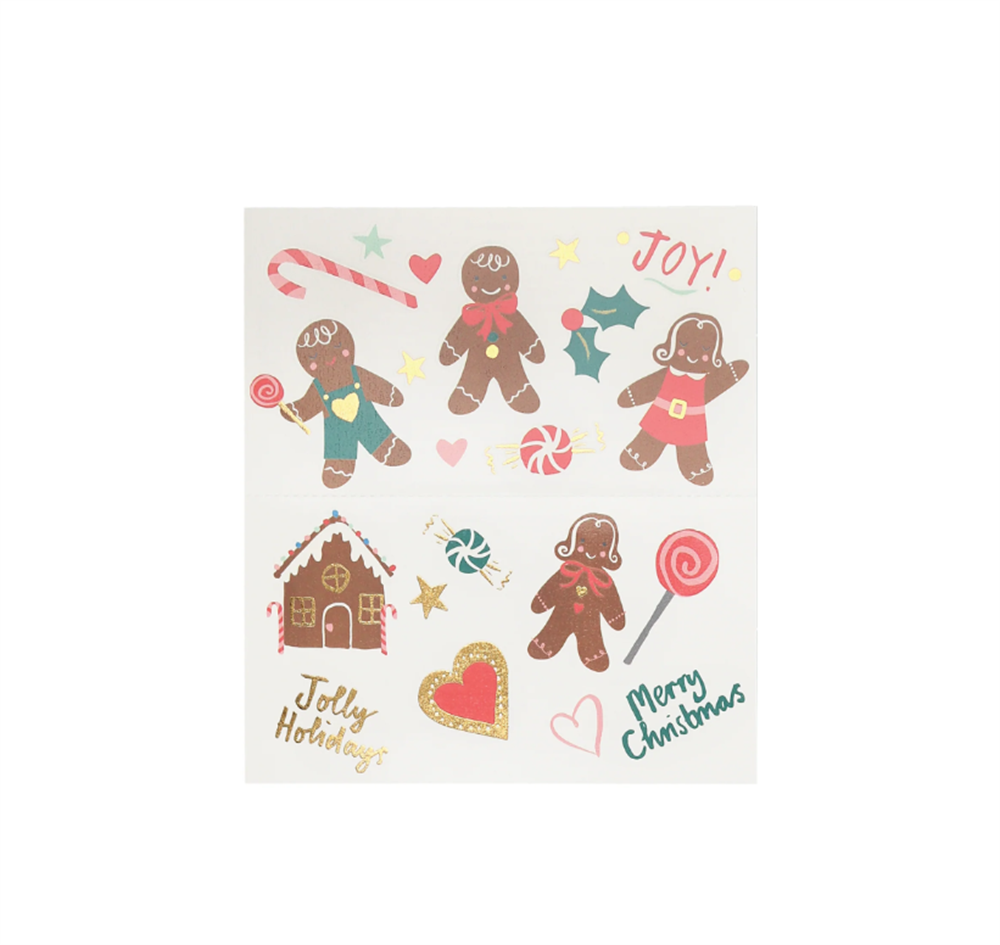 Meri Meri - Gingerbread Temporary Tattoos - Zencefilli Kurabiye Geçici Dövme
