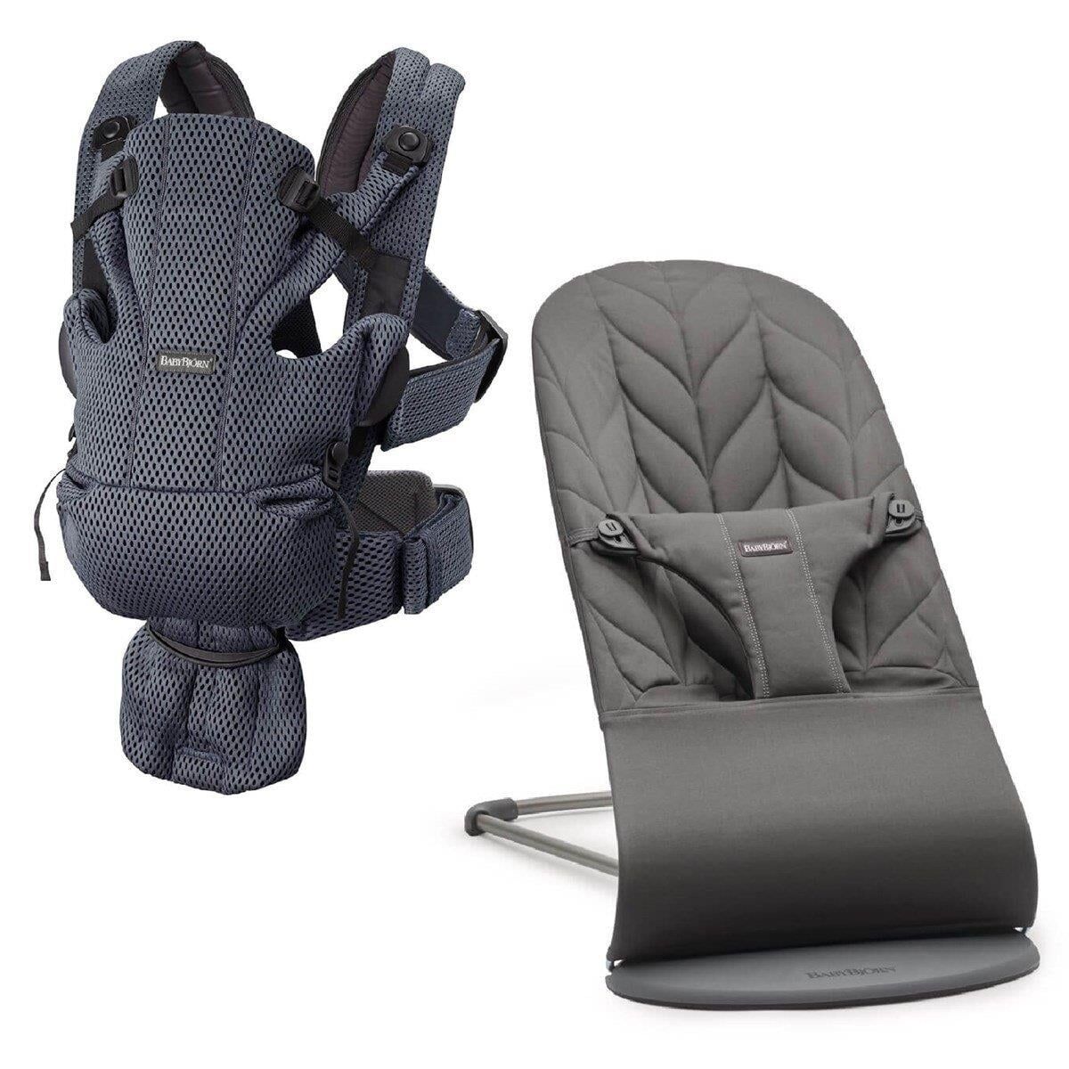 BabyBjörn 2'li Set Bliss Ana Kucağı Petal Woven & Kanguru Move Mesh Anthracite