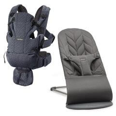 BabyBjörn 2'li Set Bliss Ana Kucağı Petal Woven & Kanguru Move Mesh Anthracite