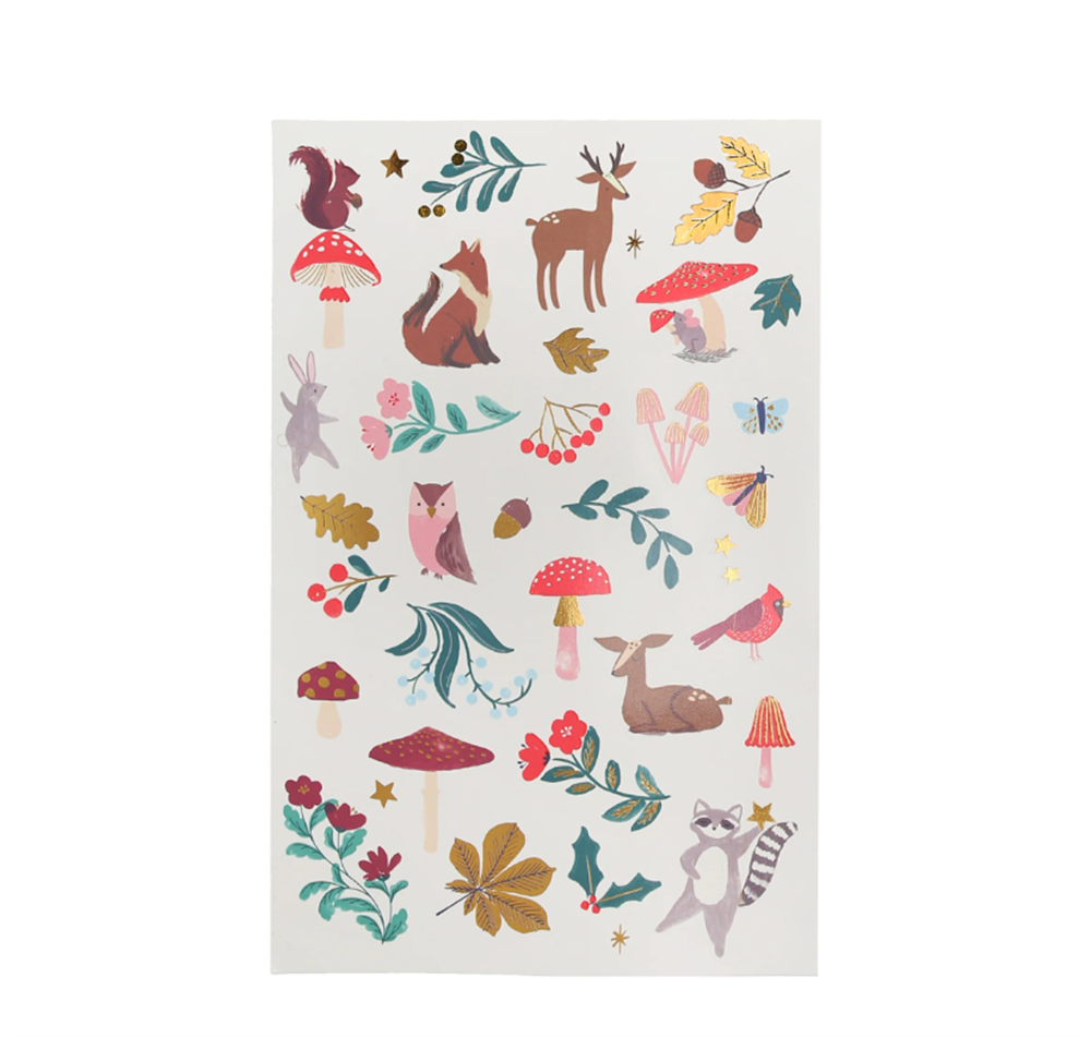 Meri Meri - Woodland Temporary Tattoo Sheets - Orman Geçici Dövme