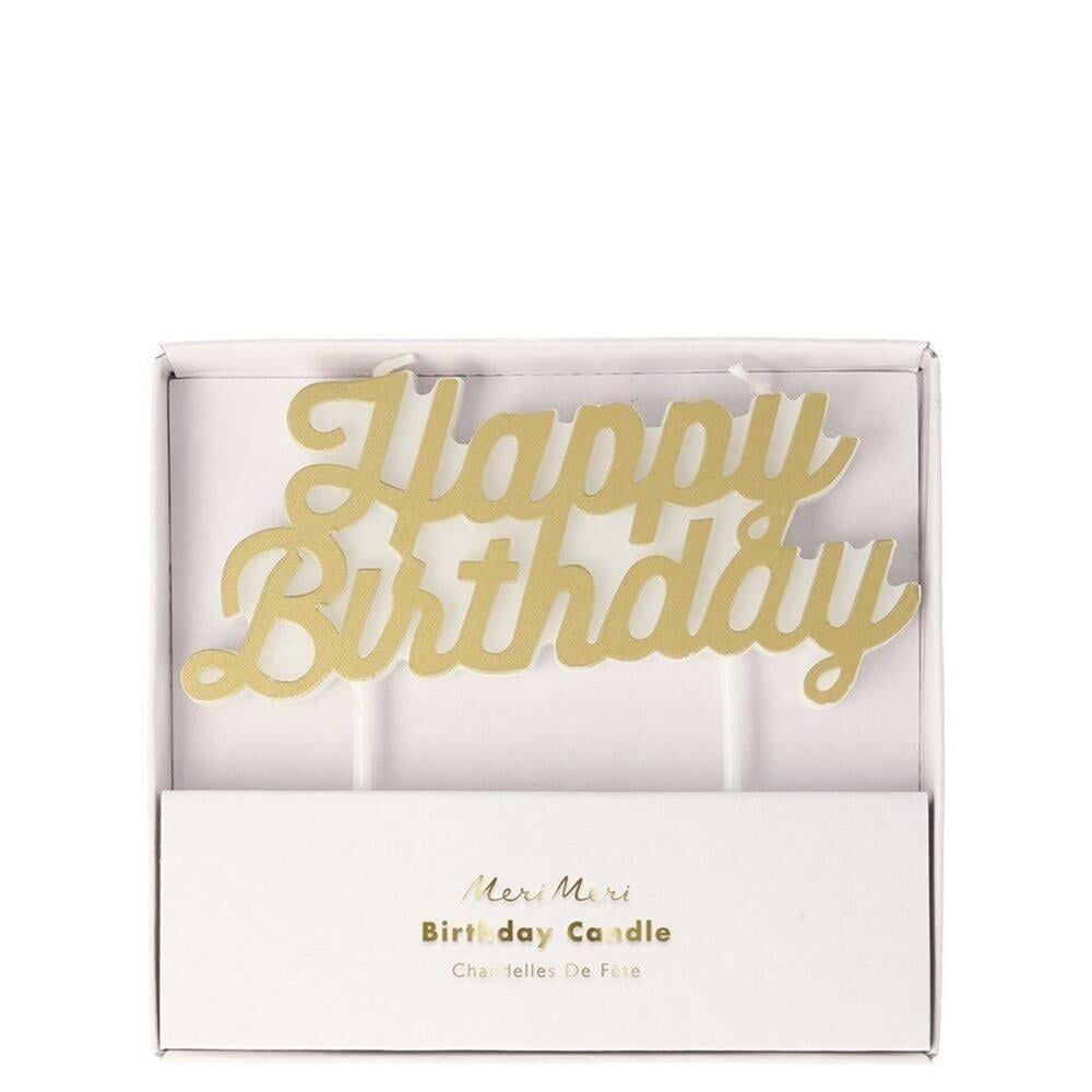 Meri Meri - Gold Happy Birthday Candle - Altın Happy Birthday Mum