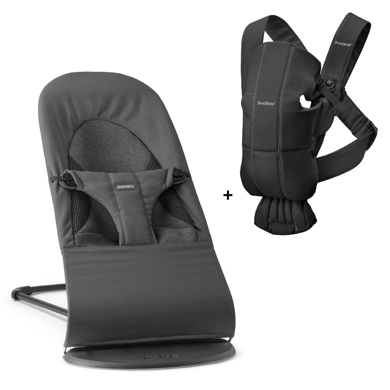 BabyBjörn 2'li Set Balance Soft Woven Jersey Üçlü Kumaş Ana Kucağı Dark Grey & Kanguru Mini Woven Black