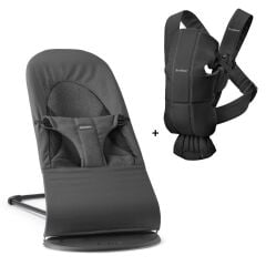 BabyBjörn 2'li Set Balance Soft Woven Jersey Üçlü Kumaş Ana Kucağı Dark Grey & Kanguru Mini Woven Black