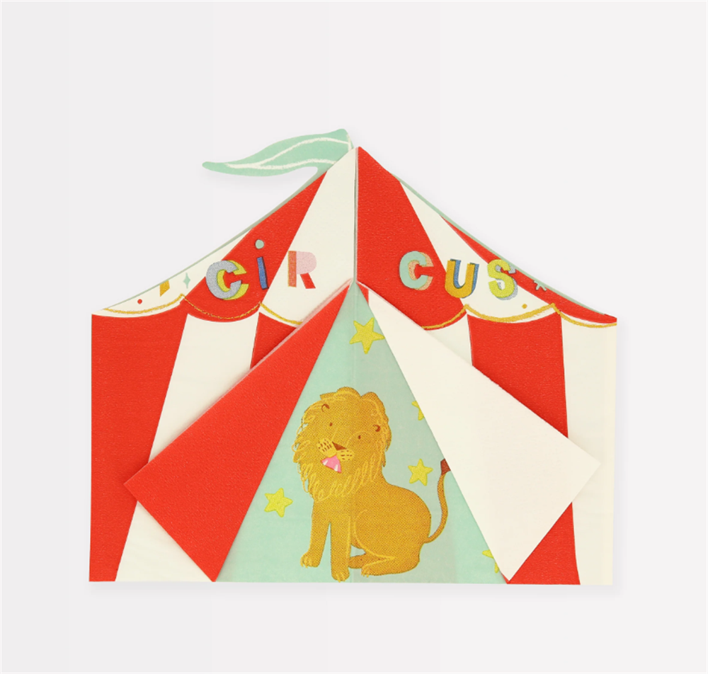Meri Meri - Circus Shaped Big Top Napkins - Şekilli Sirk Peçete (16'Lı)