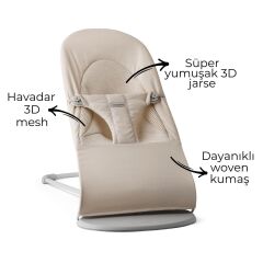 BabyBjörn 2'li Set Balance Soft Woven Jersey Üçlü Kumaş Ana Kucağı & Kanguru Mini 3D Jersey Light Beige