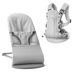 Babybjörn 2'li Set Bliss Ana Kucağı Woven Melange Light Grey & Kanguru Harmony Mesh Silver