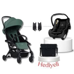Bumprider Connect³ Black-Olive Bebek Arabası & Connect TRN Grup 0+ Oto Koltuğu Black & Oto Koltuk Adaptörü