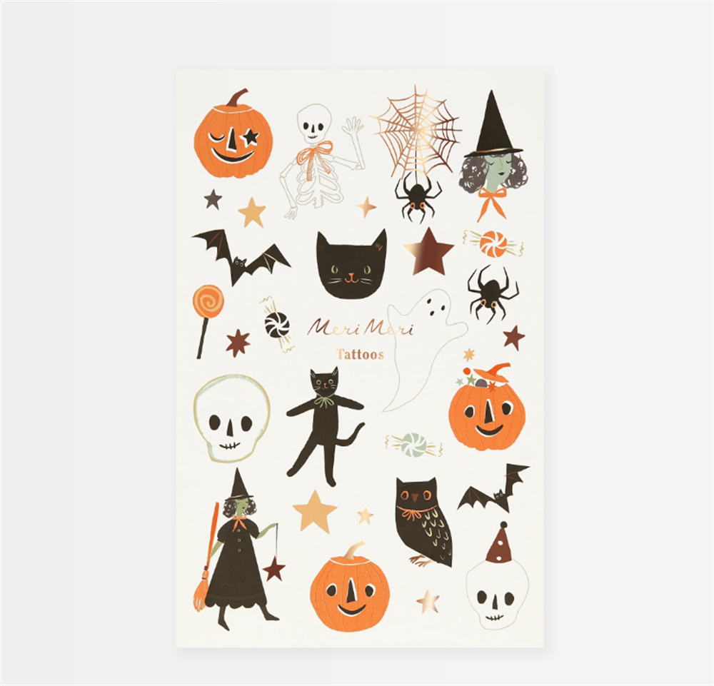 Meri Meri - It's Halloween! Temporary Tattoos - Cadılar Bayramı Geçici Dövme