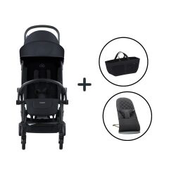 BabyBjörn Bliss Ana Kucağı Woven Black & Bumprider Connect³ Bebek Arabası Black-Black & Yan Düzenleyici Çanta