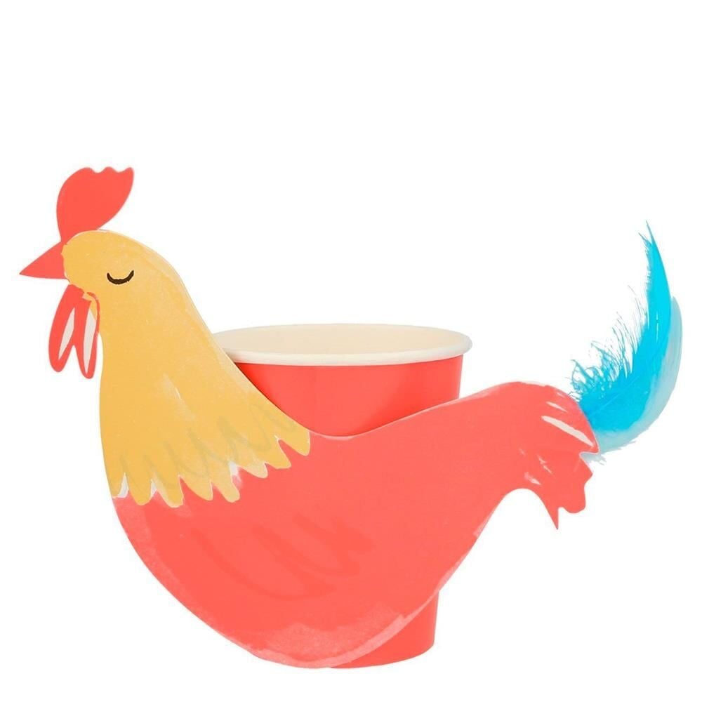 Meri Meri - On The Farm Rooster Party Cups - Horoz Bardak