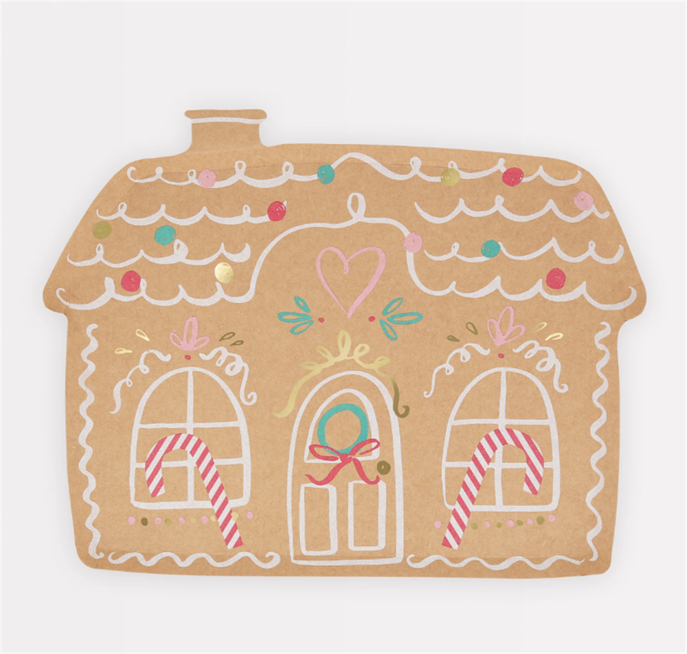 Meri Meri - Gingerbread House Plates - Zencefilli Kurabiye Tabak (8'Li)