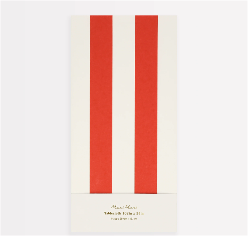 Meri Meri - Red Striped Tablecloth - Kırmızı Çizgili Masa Örtüsü
