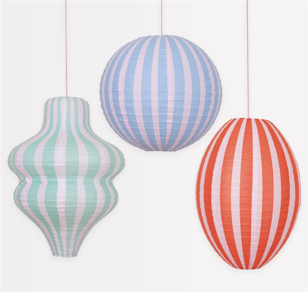 Meri Meri - Stripy Lanterns - Çizgili Fenerler (3'Lü)